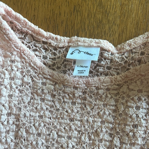 Art Class pink lace short sleeve shirt w/attached pink cami tank large 10/12 - Picture 2 of 4